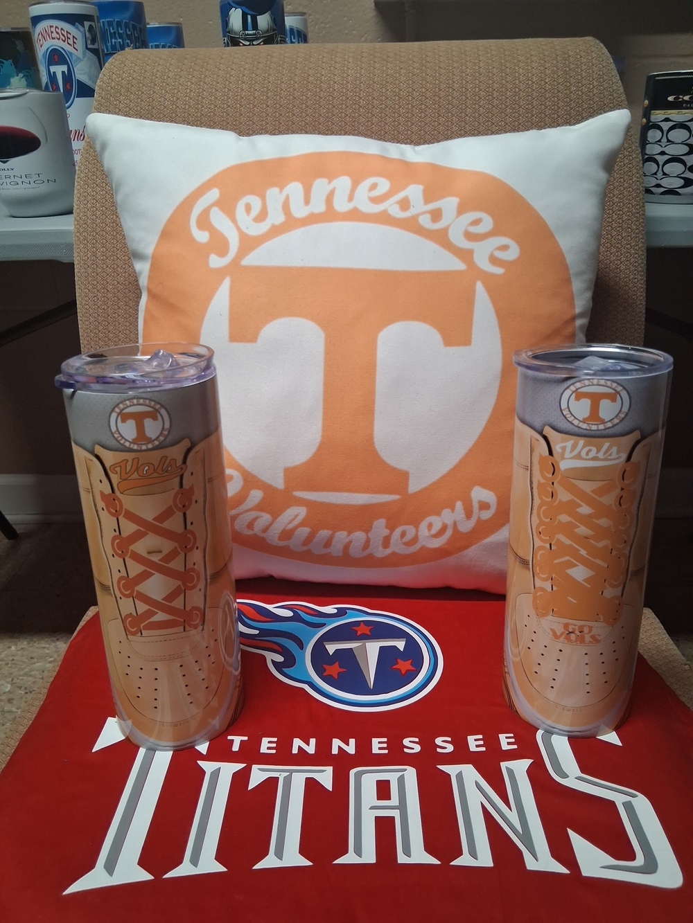 New Go Tennessee Vols Custom Pillow Cover And Tumblers.